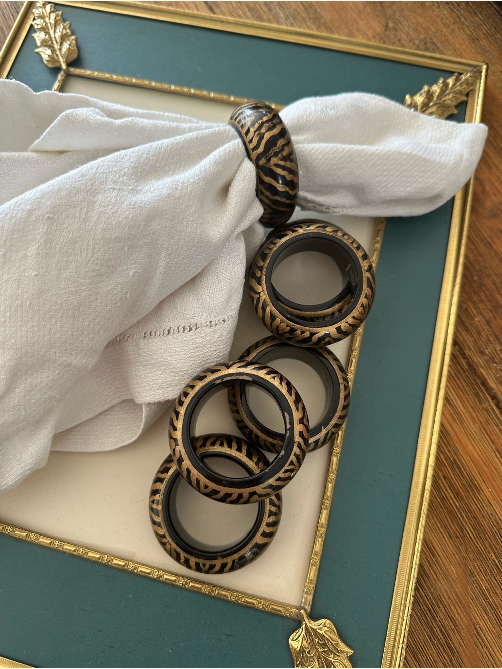 Retro Tiger Stripe Napkin Rings - Set of 6